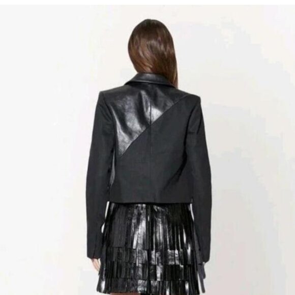 NWT RtA Single breasted leather and denim back blazer - Size 6 - Picture 5 of 7